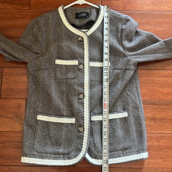 Cider Tweed  Plain Pattern Floral Trim Jacket Size XS - Picture 8 of 9